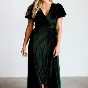 BALTIC BORN TWIST WRAP DRESS - EMERALD